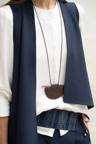 Eclipse copper and wood necklace