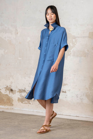 VESTIDO CAMISERO ESTAMPADO AZULES