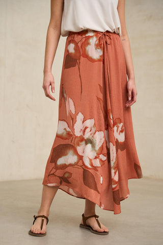 Ailén coral print skirt