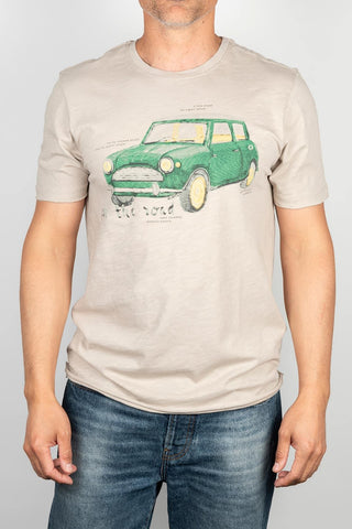 Camiseta GUY beige con ilustración de coche clásico