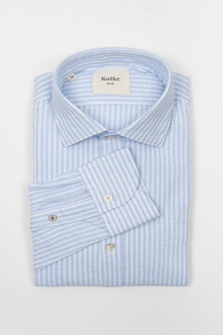 Light blue thin stripe Koike Hikari shirt