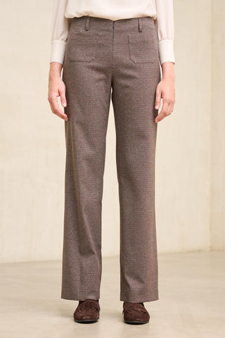 Xena houndstooth brown and blue trousers