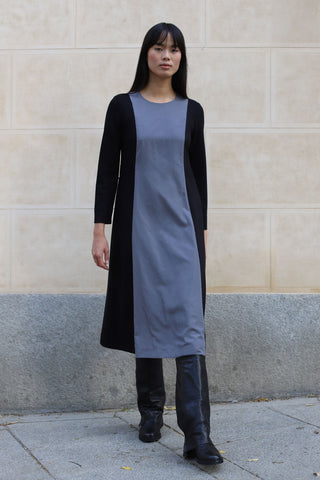 VESTIDO SIENA BICOLOR NEGRO Y GRIS