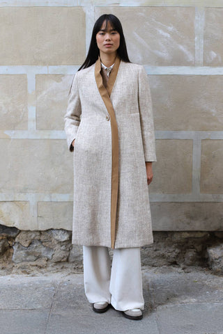 ABRIGO LOTTA CONTRASTE CUELLO BEIGE