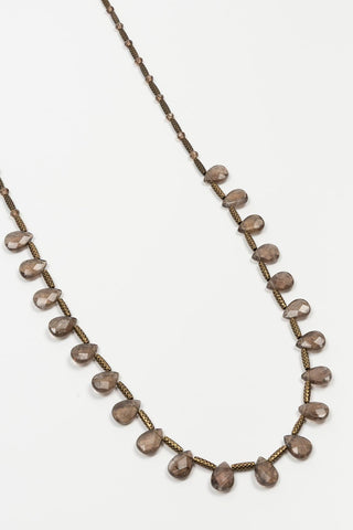 Cirena faceted glass brass necklace