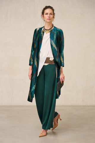 Elsuria Printed Velvet Long Blazer