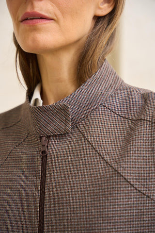 Blue and brown houndstooth Spencer vest