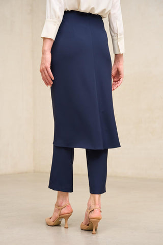 Navy Blue Cunde Trousers with Overlay Skirt