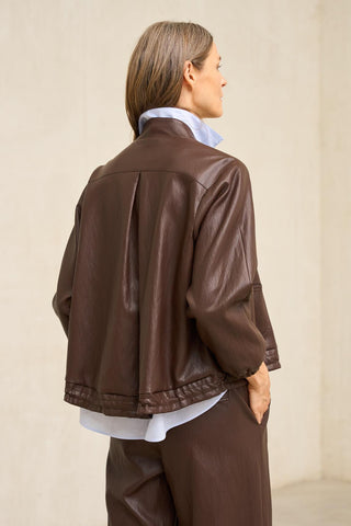 Jeidy brown vegan leather jacket