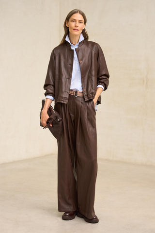 Jeidy brown vegan leather jacket