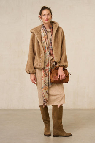 Ostera mink-effect beige coat