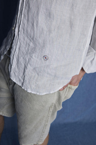 Koike white shirt with blue stripe