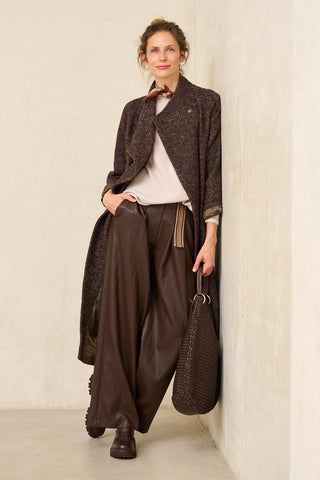 Numa chocolate brown vegan leather trousers